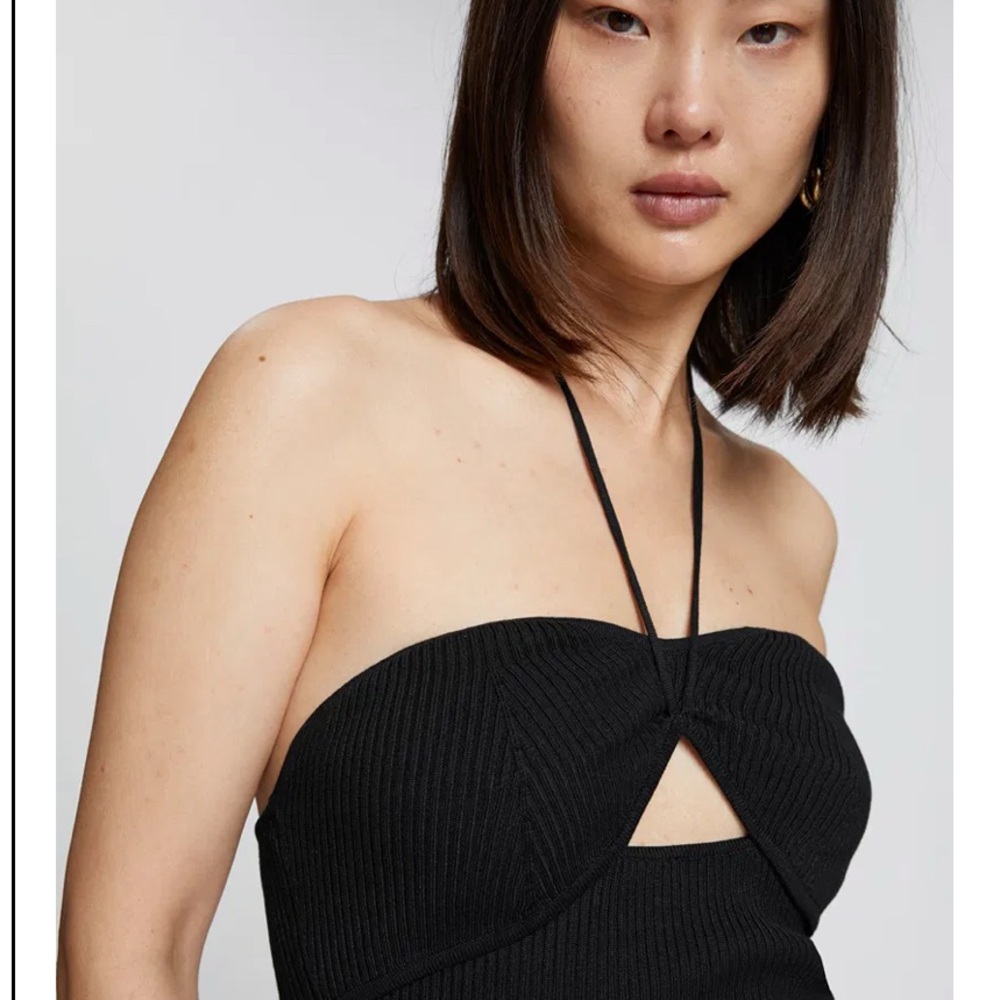 & Other Stories Black Ribbed Dress Sz M